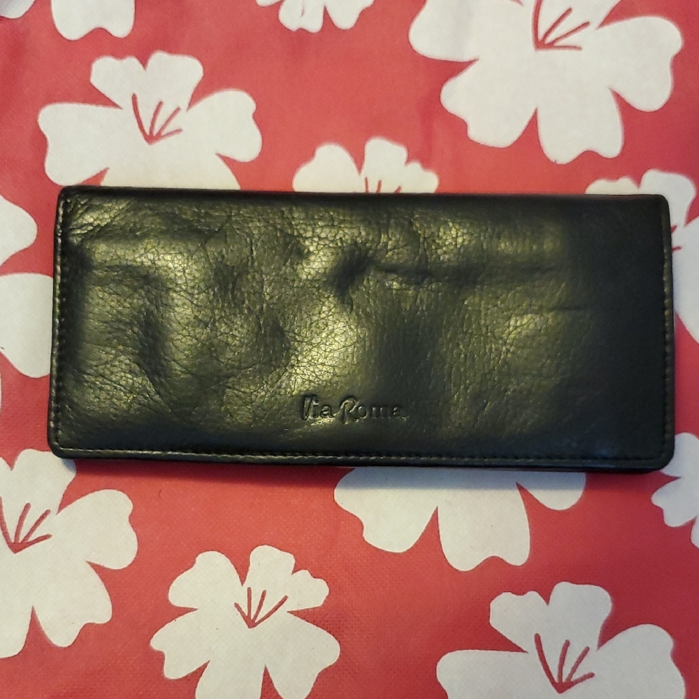 VIA ROMA Black Leather Wallet